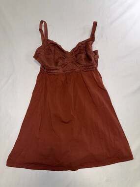 Cosabella Dolce Babydoll Camisole Lace Trim Chemise, Terracotta, Size Small